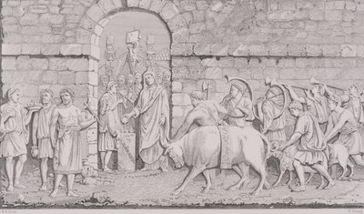 Le grand sacrifice des Romains en entreprenant une guerre, gravé par R. Young, de 